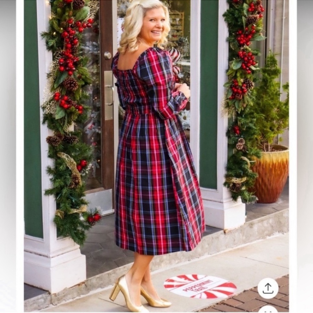 DRAPER JAMES RSVP Long Sleeve Smocked Tiered Midi Dress Size XL